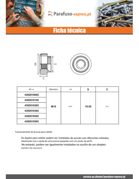 Porca tipo Kalei cilíndrica M6 espessura de chapa 1MM Aço zinco branco