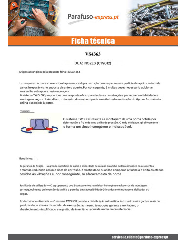 Porca Twolok cs (com arruela de contacto estriada) M8 Rondela M8X22,25X8,98 Aço zinco branco