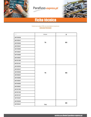 Parafuso de metais sem cabeça T6 perno roscado M3X4 Aço zinco branco