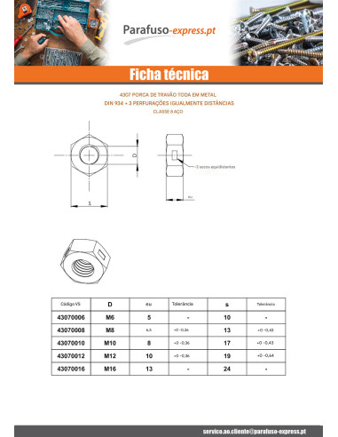 Porca de fecho totalmente metálica TRILOCK M8 Aço zinco branco