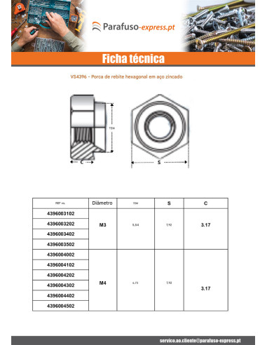 Porca tipo Kalei hexagonal Aço zinco branco M6 espessura de chapa 2MM