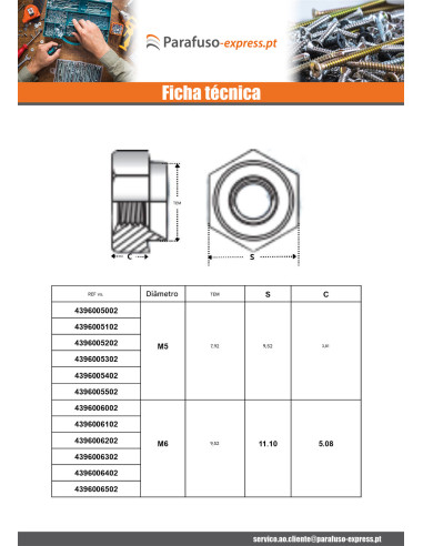 Porca tipo Kalei hexagonal Aço zinco branco M6 espessura de chapa 2MM