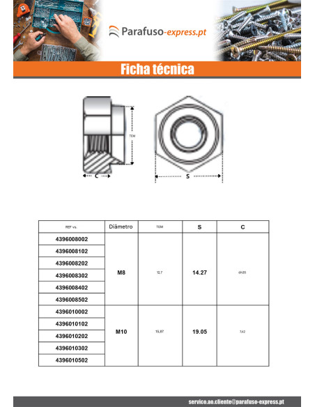 Porca tipo Kalei hexagonal Aço zinco branco M6 espessura de chapa 2MM