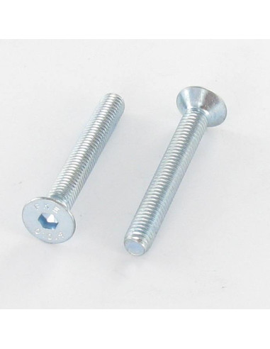 Parafuso de metais cabeça fresada hexagonal oca FHC M8X80 rosca total classe 10.9 chave de 5 Aço zinco branco