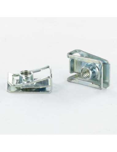 Porca de chapa M6 NUT8726 espessura de serrilha 0,5 con 4 Aço zinco branco