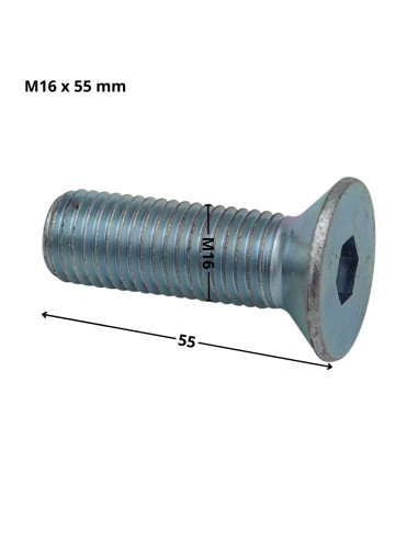 Parafuso de metais cabeça fresada hexagonal oca FHC chave de 10 M16X55 rosca total classe 10.9 Aço zinco branco