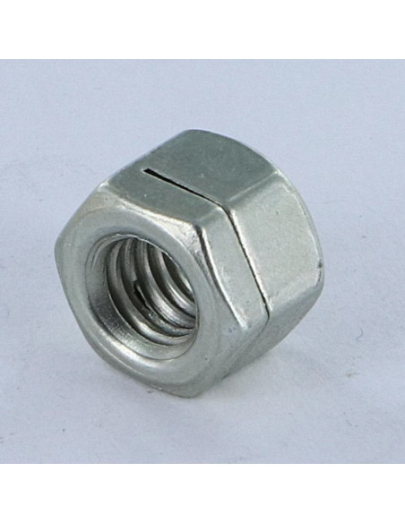 Porca autoblocante sulcada M6 H130 classe 8 Aço zinco branco