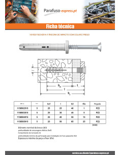 Bucha de golpe Nylon gola Fischer com prego N5X30-5F 2