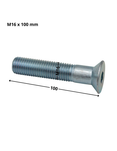 Parafuso de metais cabeça fresada hexagonal oca FHC chave de 10 M16X100 rosca parcial classe 10.9 Aço zinco branco