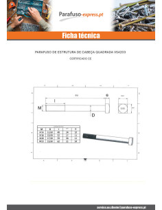 Parafuso (vendido com porca) estrutura M20X375 cabeça quadrada 35X35X14 Aço zinco branco 2