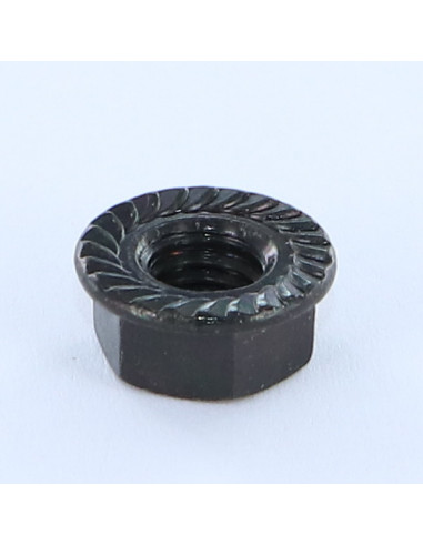 Porca flange dentado M10 Aço zinco preto - Parafuso Express
