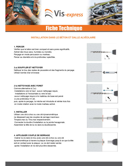 Parafuso de betão cabeça hexagonal flange com gola TORX T10 6X120 Aço zinco branco