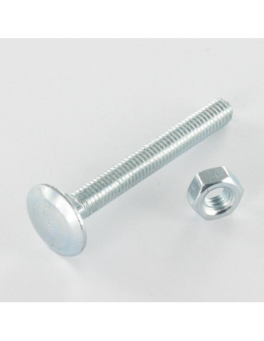 Parafuso (vendido com porca) Parafuso cabeça redonda gola quadrada M6X25 rosca total Aço zinco branco