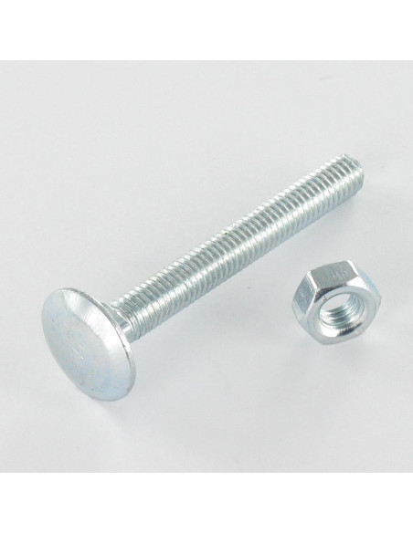 Parafuso (vendido com porca) Parafuso cabeça redonda gola quadrada M6X25 rosca total Aço zinco branco