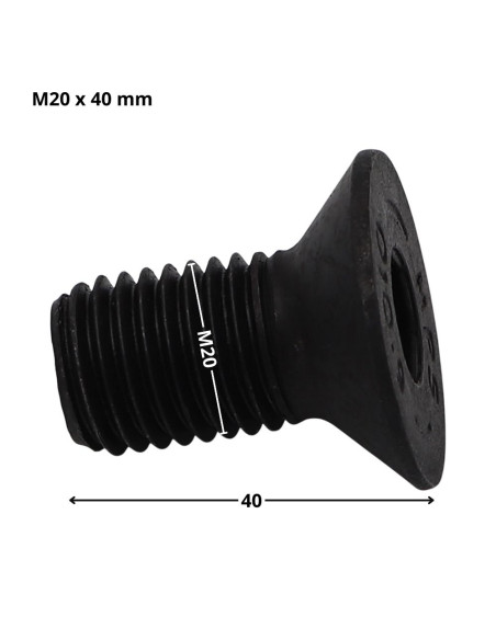 Parafuso de metais cabeça fresada hexagonal oca FHC chave de 12 M20X40 rosca total classe 10.9 Aço bruto