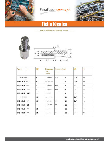 Pino Rebite CEGAMENTO M6X15 EPP0,5-2,5 con - Parafuso Express