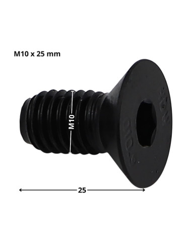 Parafuso de metais cabeça fresada hexagonal oca FHC chave de 6 M10X25 rosca total classe 10.9 Aço bruto