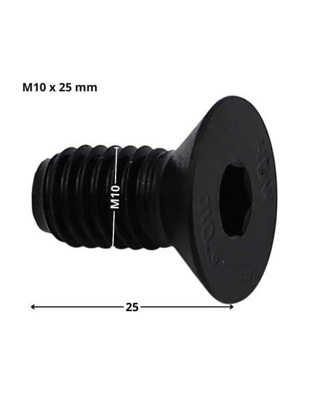 Parafuso de metais cabeça fresada hexagonal oca FHC chave de 6 M10X25 rosca total classe 10.9 Aço bruto