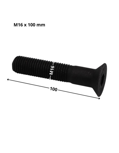 Parafuso de metais cabeça fresada hexagonal oca FHC chave de 10 M16X100 rosca parcial classe 10.9 Aço bruto