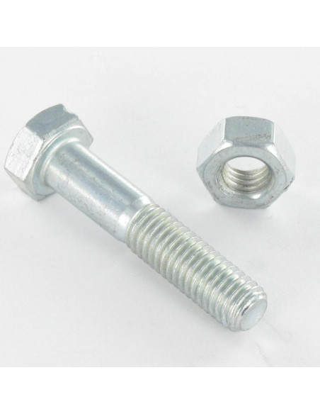 Parafuso (vendido com porca) cabeça hexagonal M10X70 Aço zinco branco