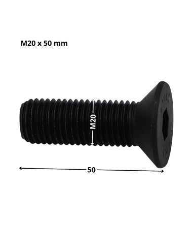 Parafuso de metais cabeça fresada hexagonal oca FHC chave de 12 M20X50 rosca total classe 10.9 Aço bruto