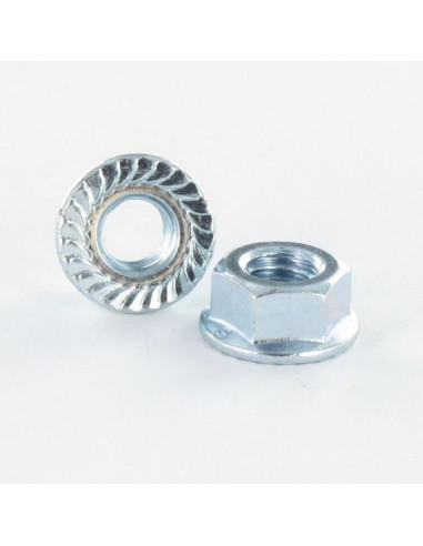 Porca flange dentado M10 Aço zinco branco - Parafuso Express