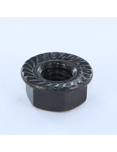Porca flange dentado M6 Aço zinco preto - Parafuso Express
