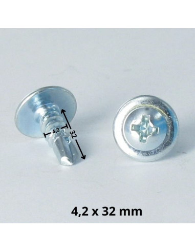 Autoperfurante cabeça redonda larga phillips dentado 4,2 x 32 Aço zinco branco