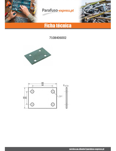 Placa CONJUNTO 40X60 Aço zinco branco - Parafuso Express