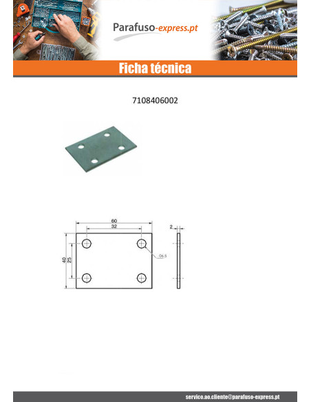 Placa CONJUNTO 40X60 Aço zinco branco - Parafuso Express
