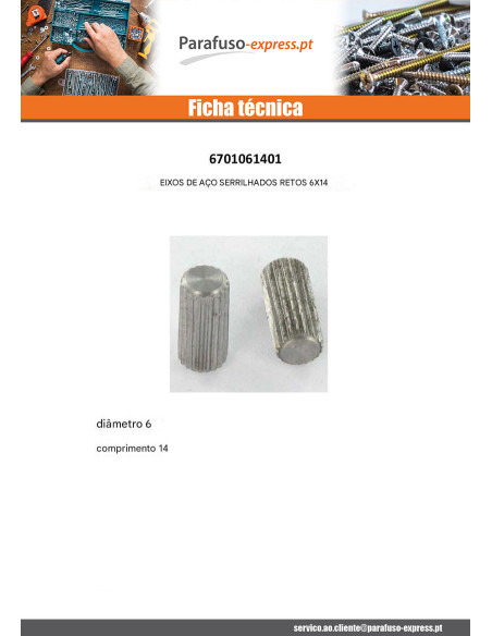 Pinos 6X14 XC 18PB Aço bruto KNBBLING CERTO - Parafuso Express