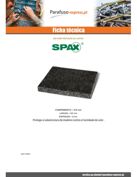 Lote de 20 Almofadas de proteção de vigas Spax 100X100X8