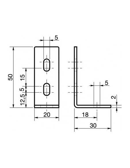 Curva ajuste 30X50X20 3 orifícios Aço zinco branco