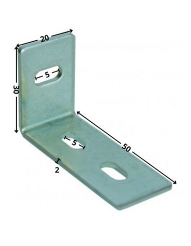 Curva ajuste 30X50X20 3 orifícios Aço zinco branco
