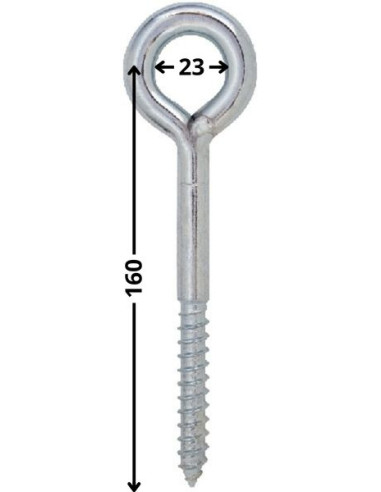 Parafuso de cabeça olhall 12X160 olho 23 Aço zinco branco