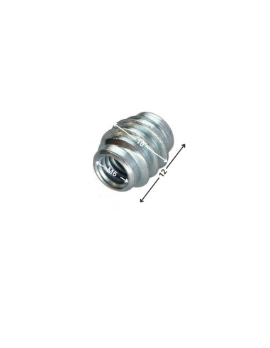 Inserto não ranhurada Aço zinco branco M6 10X12