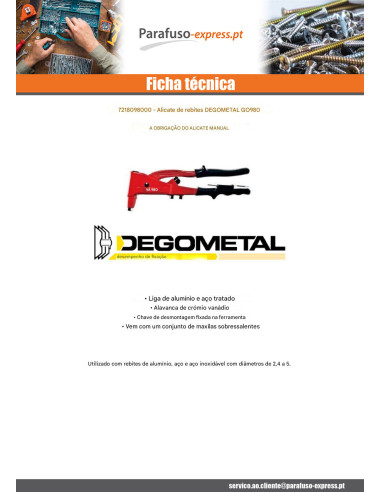 Rebitadora DEGOMETAL GO 980 - Parafuso Express
