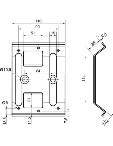 Ferragem para mesa 110X114 Aço zinco branco - Parafuso Express