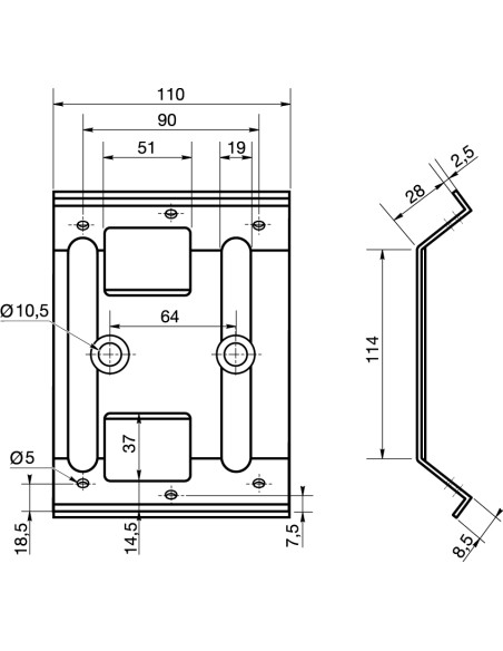 Ferragem para mesa 110X114 Aço zinco branco - Parafuso Express