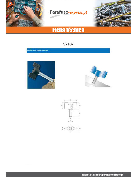Parafuso borboleta de fixação náilon preto M6X10