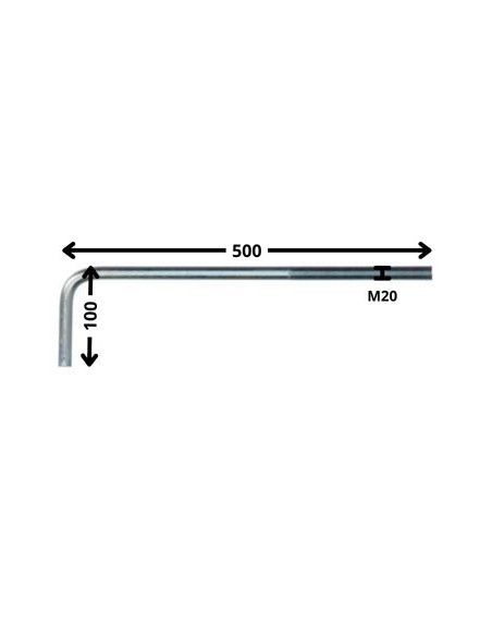 Escápula metais comprimento longo M20X500 roscado sobre 150 Aço zinco branco