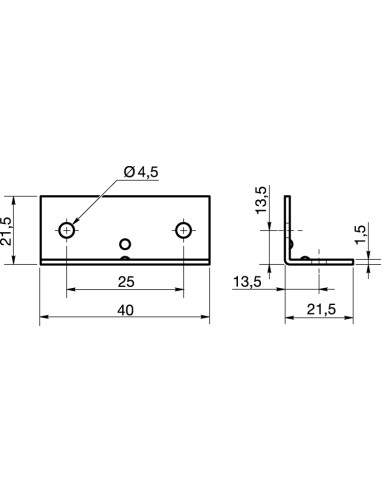 Cantoneira de fixação reforçada 40X21,5 espessura 1,5 Aço zinco branco