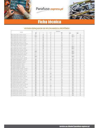 Espaçador hexagonal macho fêmea M4X70 chave de 8 MACHO 8MM Nylon
