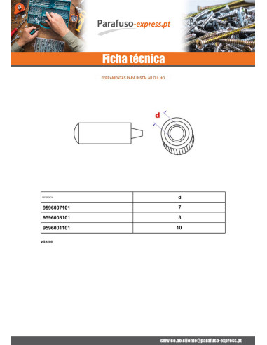 Embalagem blister de 6 com ilhós ENCERADO diâmetro 10 Bronze
