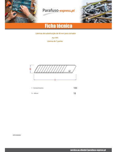 Lote de de 10 LÂMINA de CORTADOR 18 MM - Parafuso Express