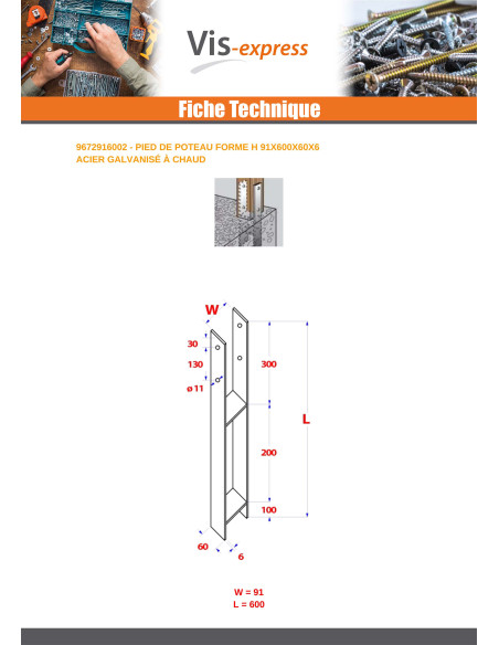 Postbasis forma H 91X600X60X6 forte resistência à corrosão Aço galvanizado a quente