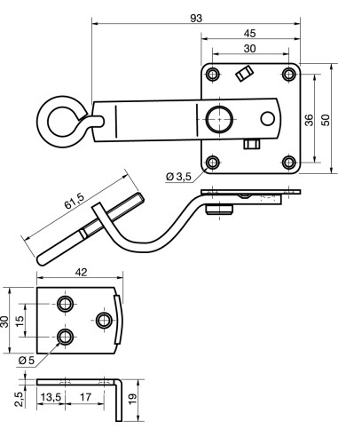 Ferragem para mesa Parafuso de LEMBRETE 3P Aço bruto