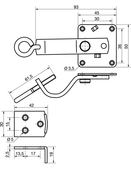 Ferragem para mesa Parafuso de LEMBRETE 3P Aço bruto