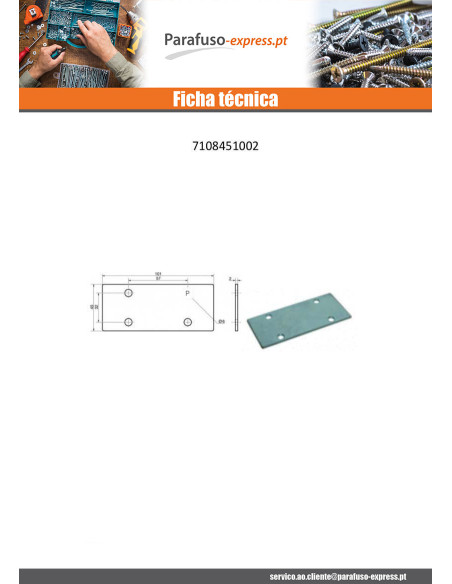 Placa CONJUNTO 45X101 Aço zinco branco - Parafuso Express