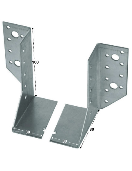Conjunto 2 suporte para vigas esquerda direita sendzimir 30X100